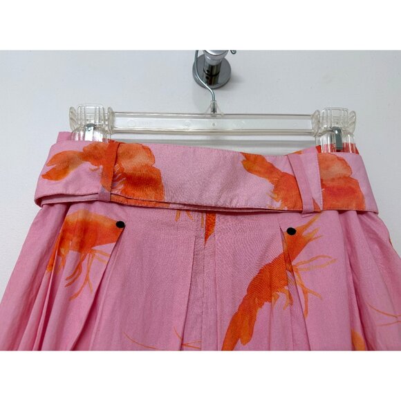 Rachel Antonoff Prawn Shrimp Print Maxi Skirt Vinita Vinnie Pink Pleated Belt 4 - Picture 11 of 16